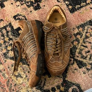Ruff Hewn Men's Brown Striped Leather Sneakers